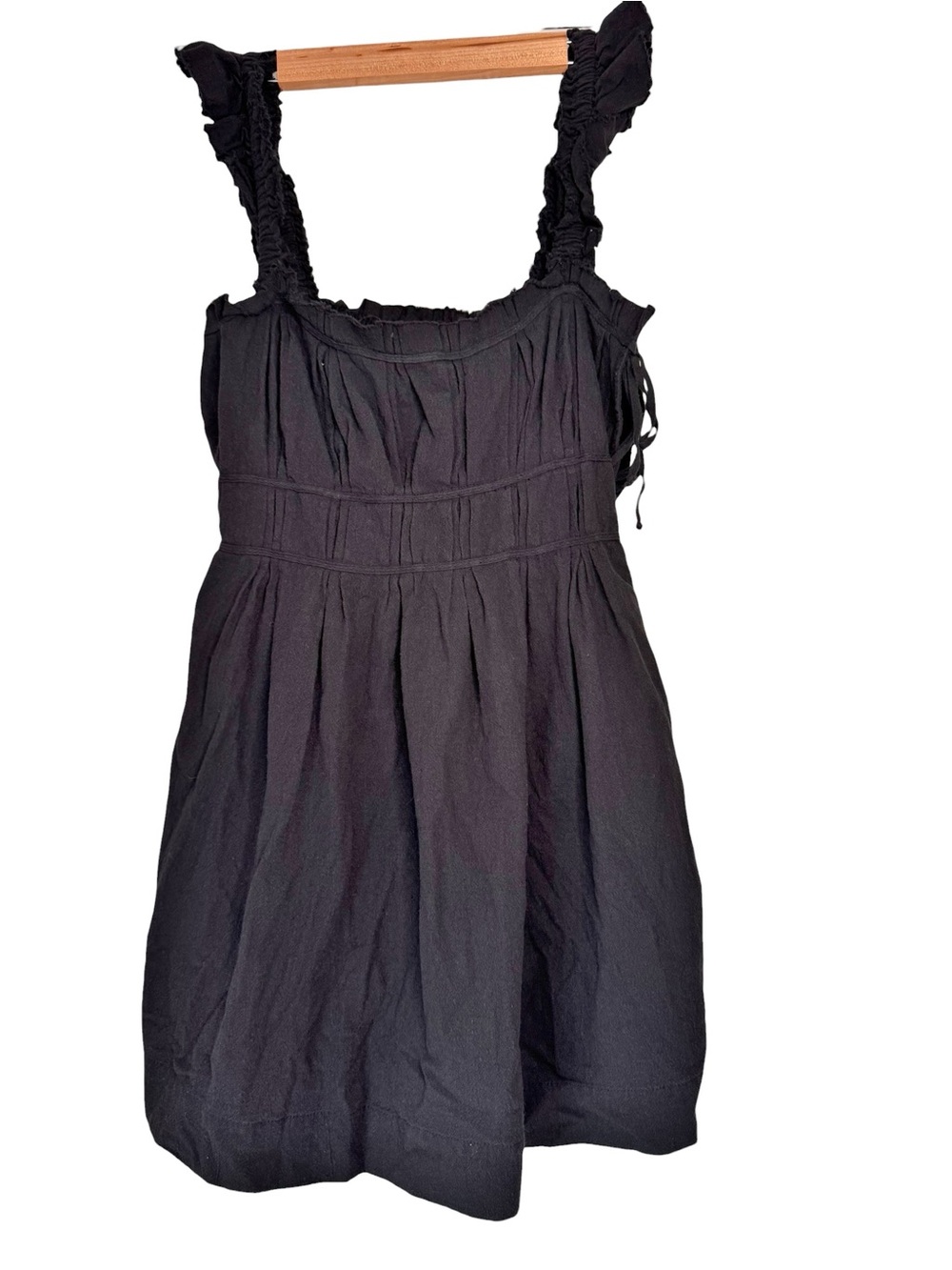 Free People Side Tie Button Up Mini Dress Size Medium Pockets Sleeveless Boho